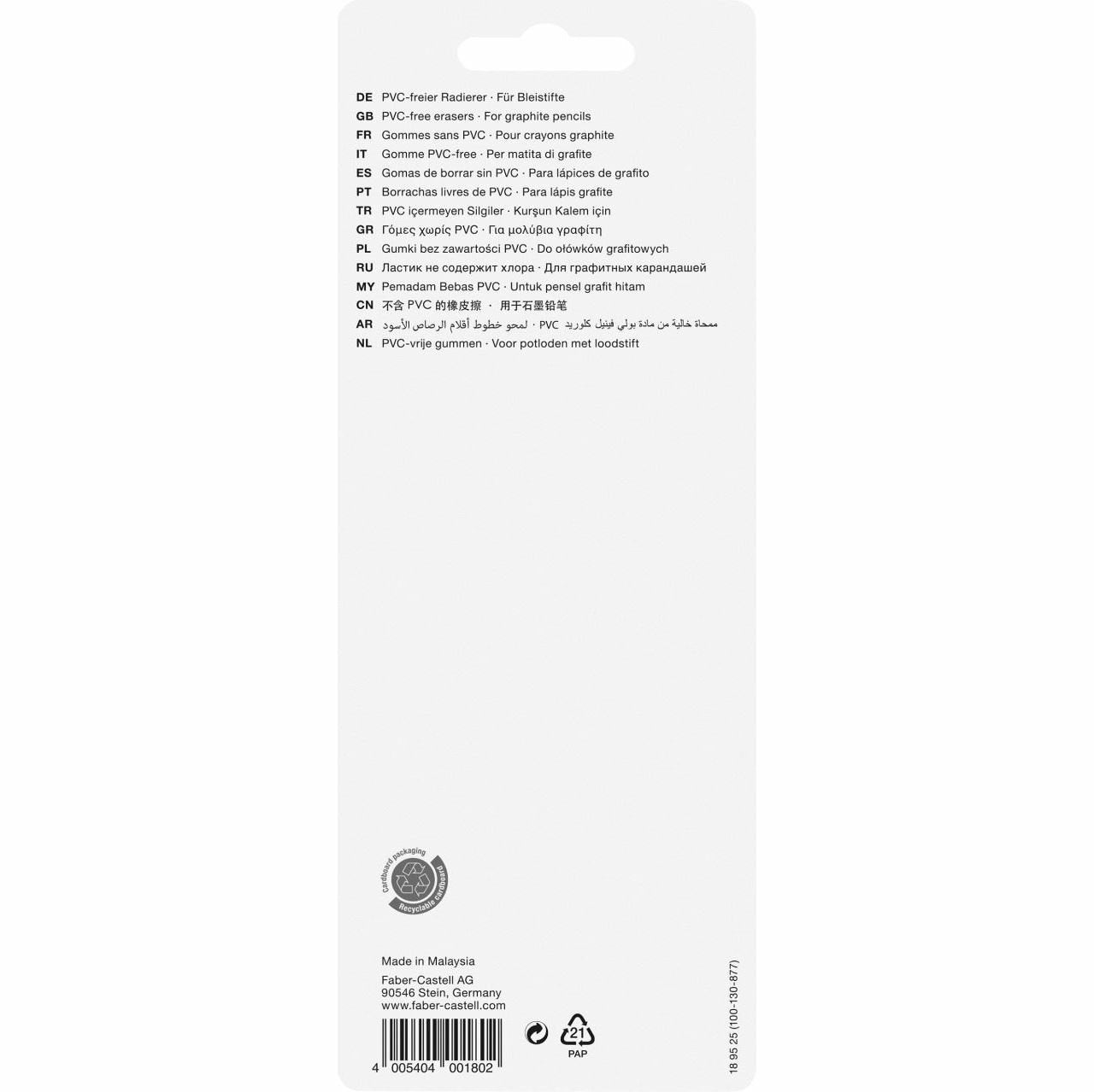 Faber-Castell Goma De Borrar Pvc-Free 7095-20 6x Bk