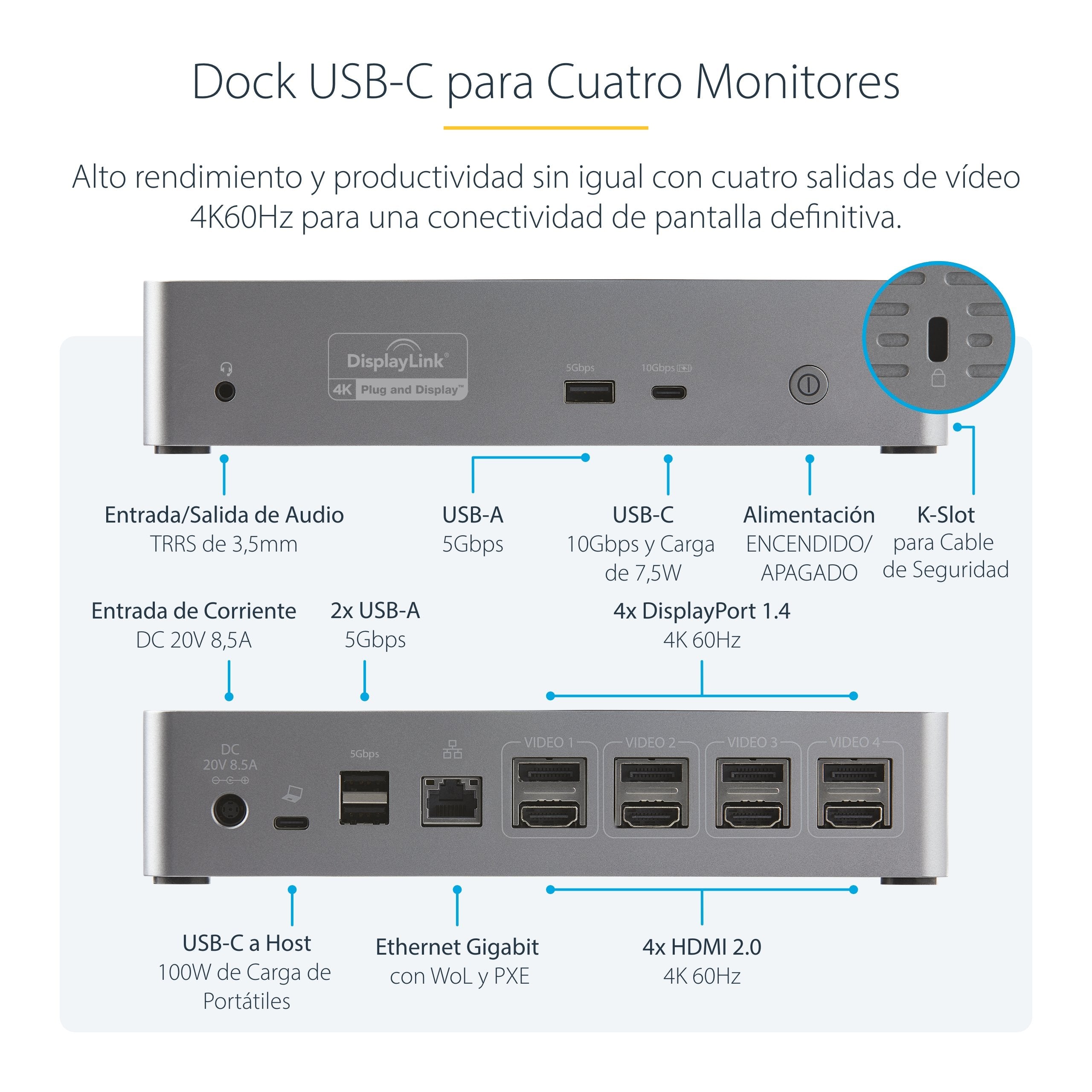 EAN 0065030876278 - StarTech.com DK31C4DPPDUE base para portátil y replicador de puertos Alámbrico USB 3.2 Gen 2 (3.1 Gen 2) imagen 9