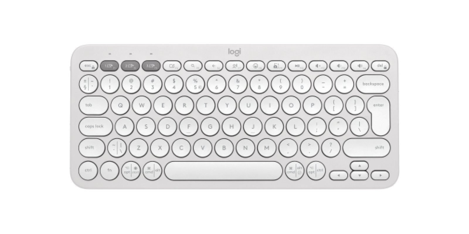 Teclado Inglés Logitech Pebble Keys 2 K380s Rf Wireless + Bluetooth Qwerty Internacional De Ee.Uu. Blanco