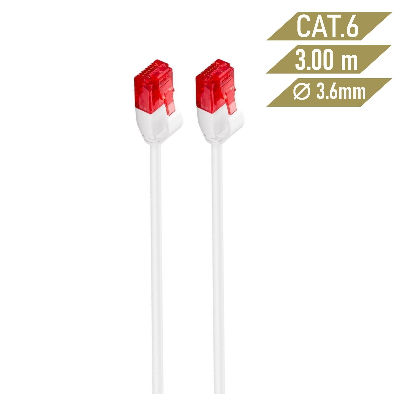 Ewent Cable Red Slim Cat.6 U/Utp Awg30/7, Cu, 3,0mt Blanco Slim Cable De Red Cat.6 U/Utp Slim 3.0 M