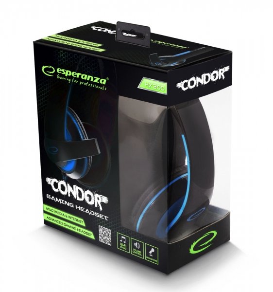 Esperanza Egh300b Condor - Stereo Headset With Microphone For Games - Blue