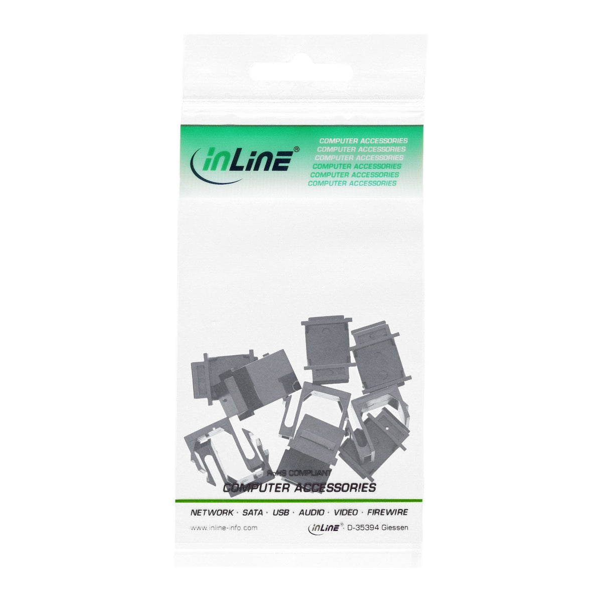 Inline Keystone Snap-In Tapa Ciega Para Ranura De Módulo, Negro, 10 Uds.