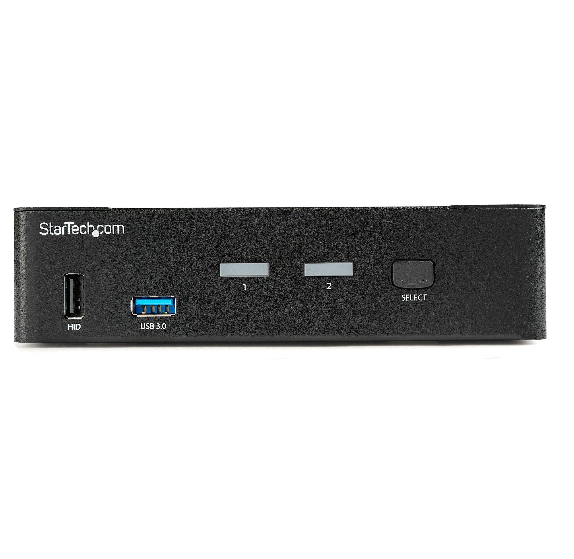 Startech.Com Switch Conmutador Kvm De 2 Puertos Displayport - 4k A 60hz - Para Una Pantalla - Switch Kvm De 2 Puertos Dp 1.2 Uhd Con Hub Ladrón Usb 3.0 Y Audio - Dell Hp Apple - Taa