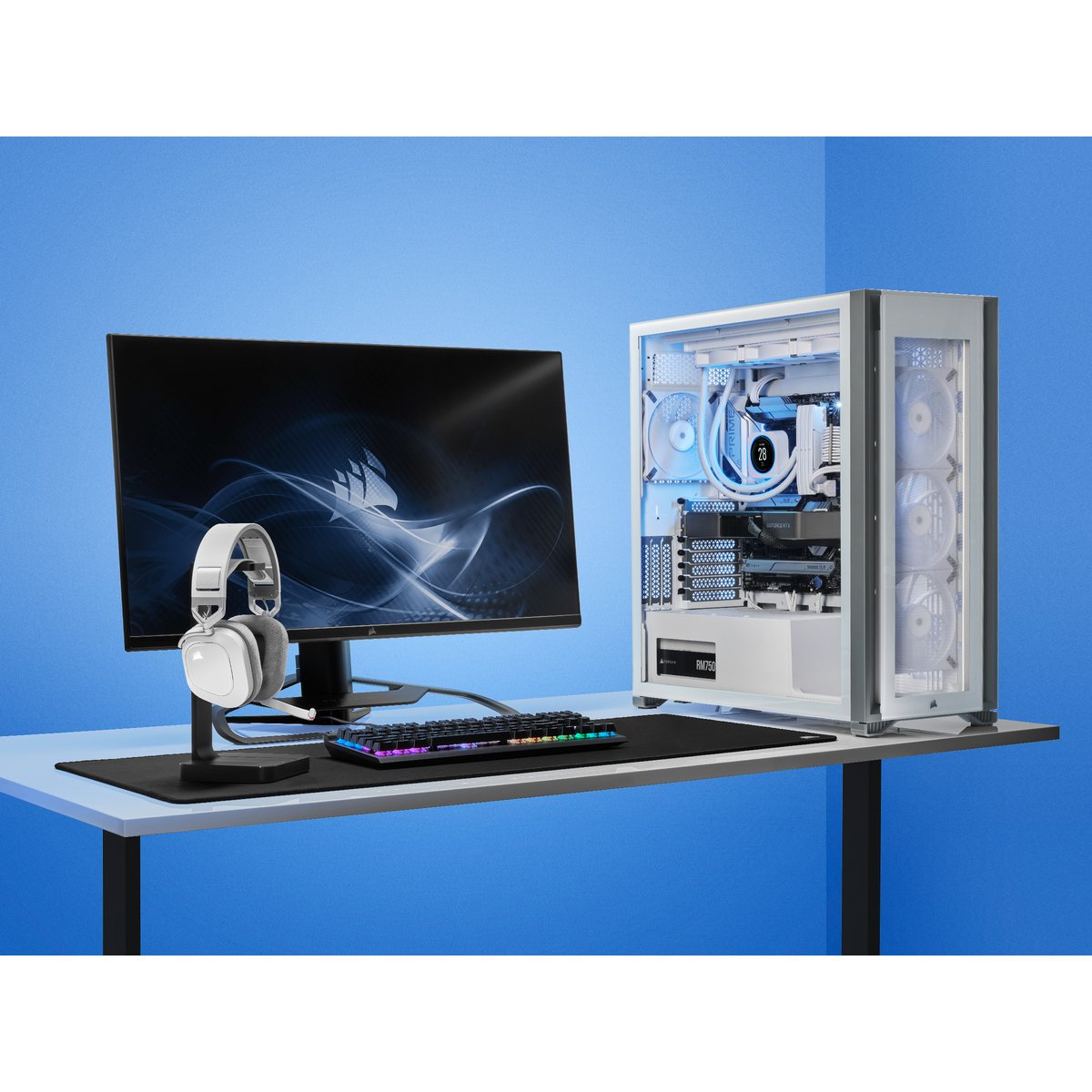 Auriculares Corsair Hs80 Rgb Wireless Blanco Ca-9011236-Eu