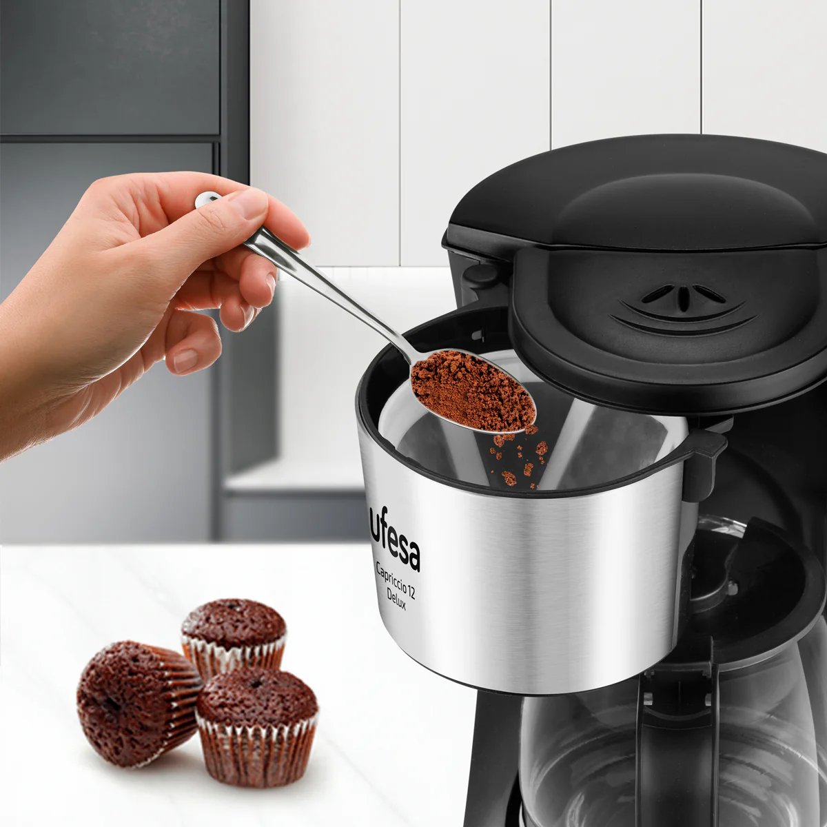 Cafetera De Goteo Ufesa 71605329 Capriccio 12 Delux Para 12 Inox/Negro