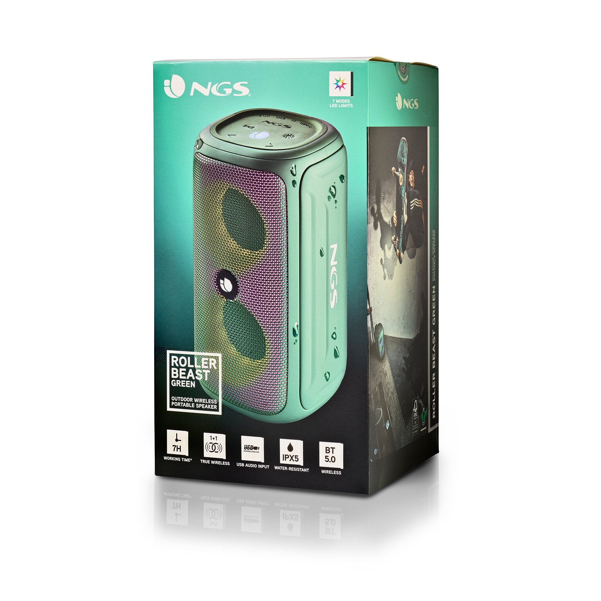 EAN 8435430622201 - NGS ROLLER BEAST Altavoz portátil estéreo Verde 32 W imagen 8