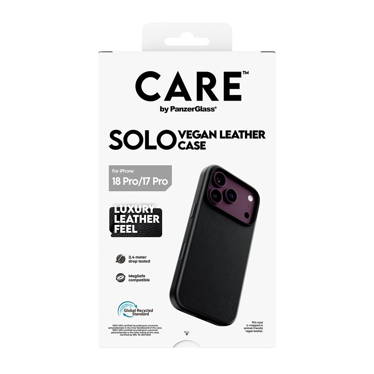 Panzerglass Care Solo Vegan Leather Case Negro W. Magsafe Iphone 18 Pro/ 17 Pro