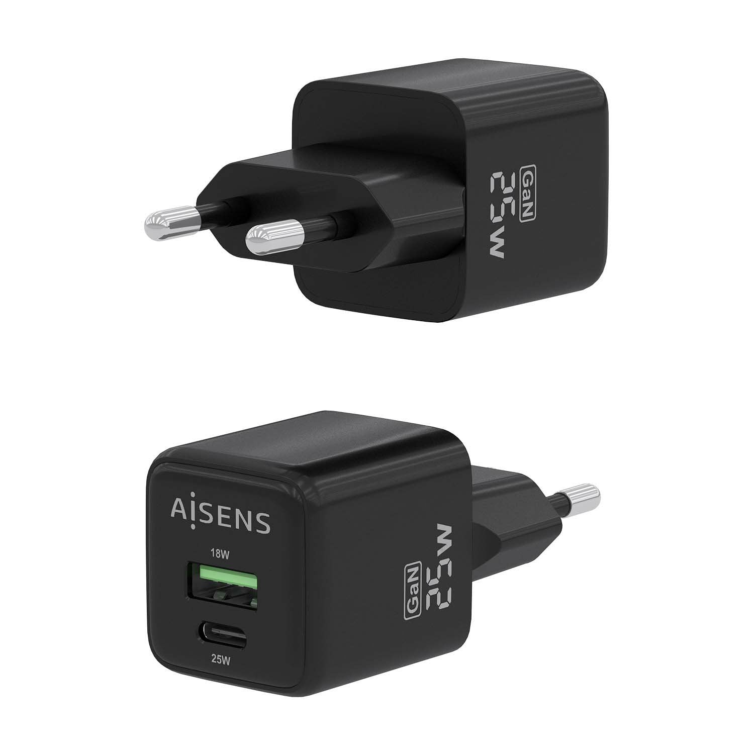 Aisens Cargador Gan De Pared 1xusb Tipo-C 1xusb 25w Asch-25w2p015-Bk