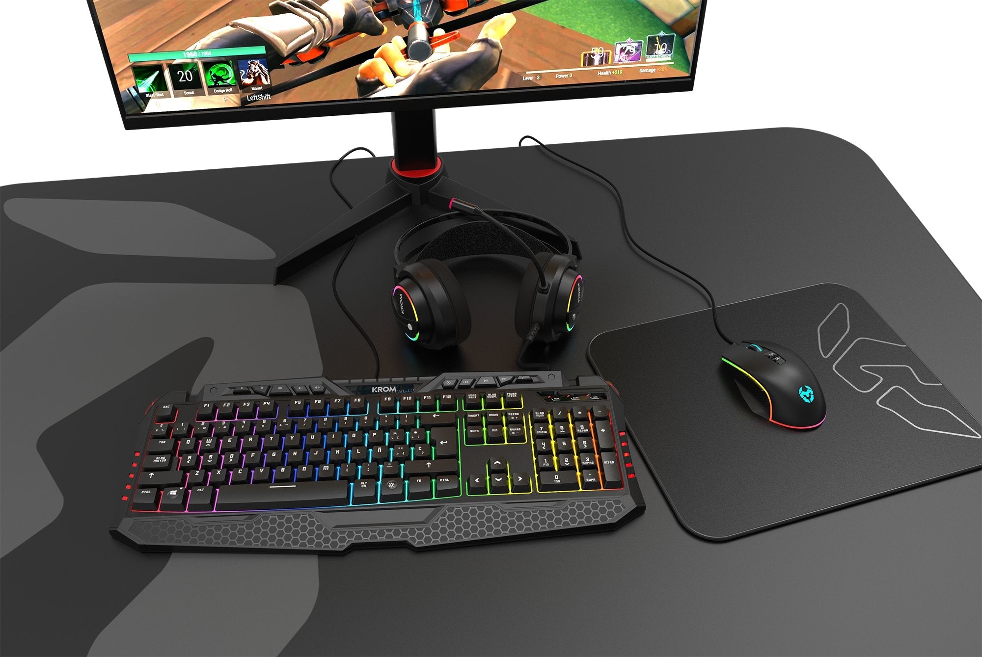 Raton Optico Krom Keos Gaming Rgb 6400dpi/Rgb Rainbow/7 Botones/Usb Nxkromkeos