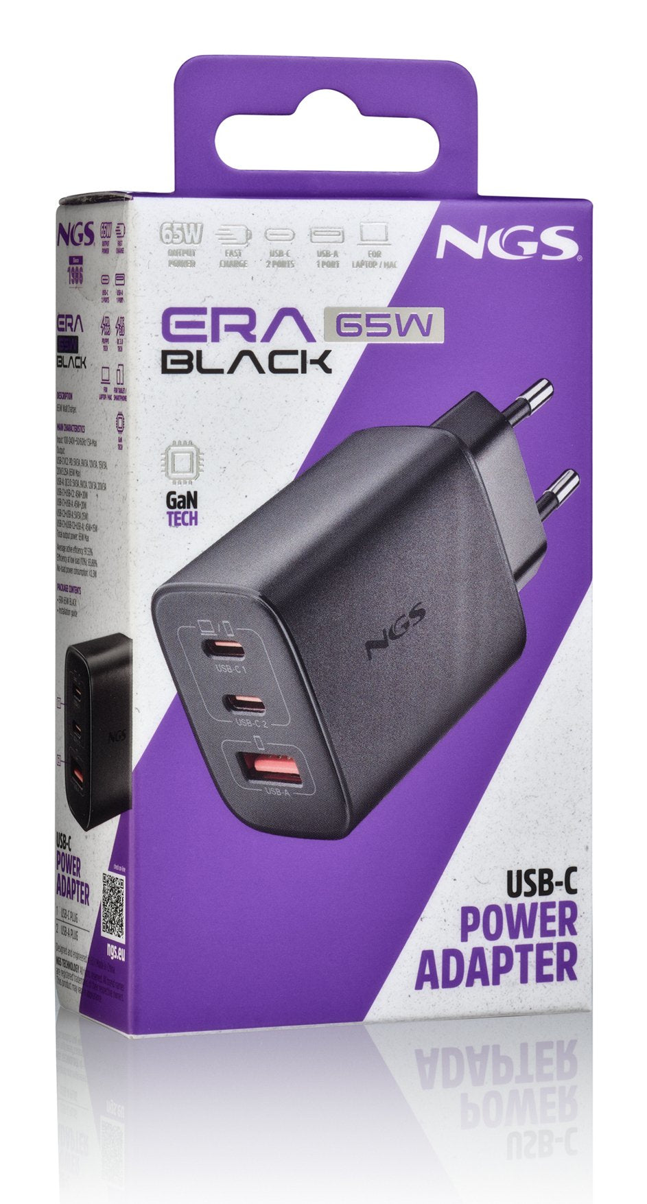 EAN 8435430626230 - NGS ERA 65W BLACK Universal Negro Corriente alterna Carga rápida Interior imagen 2