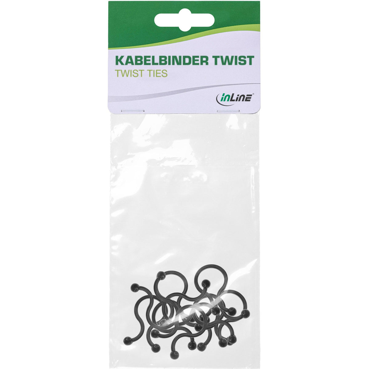 Inline® Twist Ties 18 - 22mm Negro 10pcs