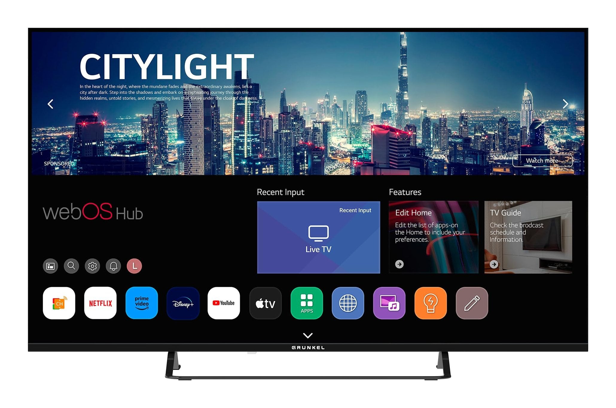 EAN 8426156018744 - Grunkel LED-5025QLEDW Televisor 127 cm (50") 4K Ultra HD Smart TV Wifi Negro imagen 2