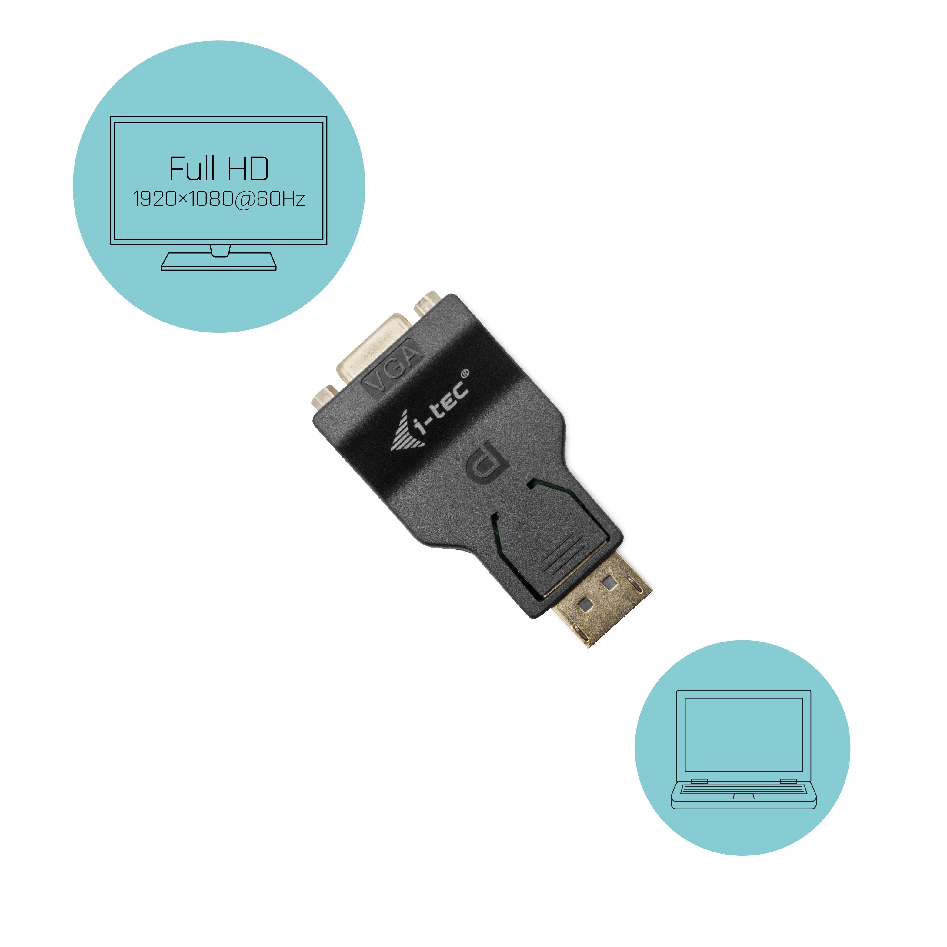 EAN 8595611703300 - i-tec DP2VGAADA cambiador de género para cable Negro imagen 3