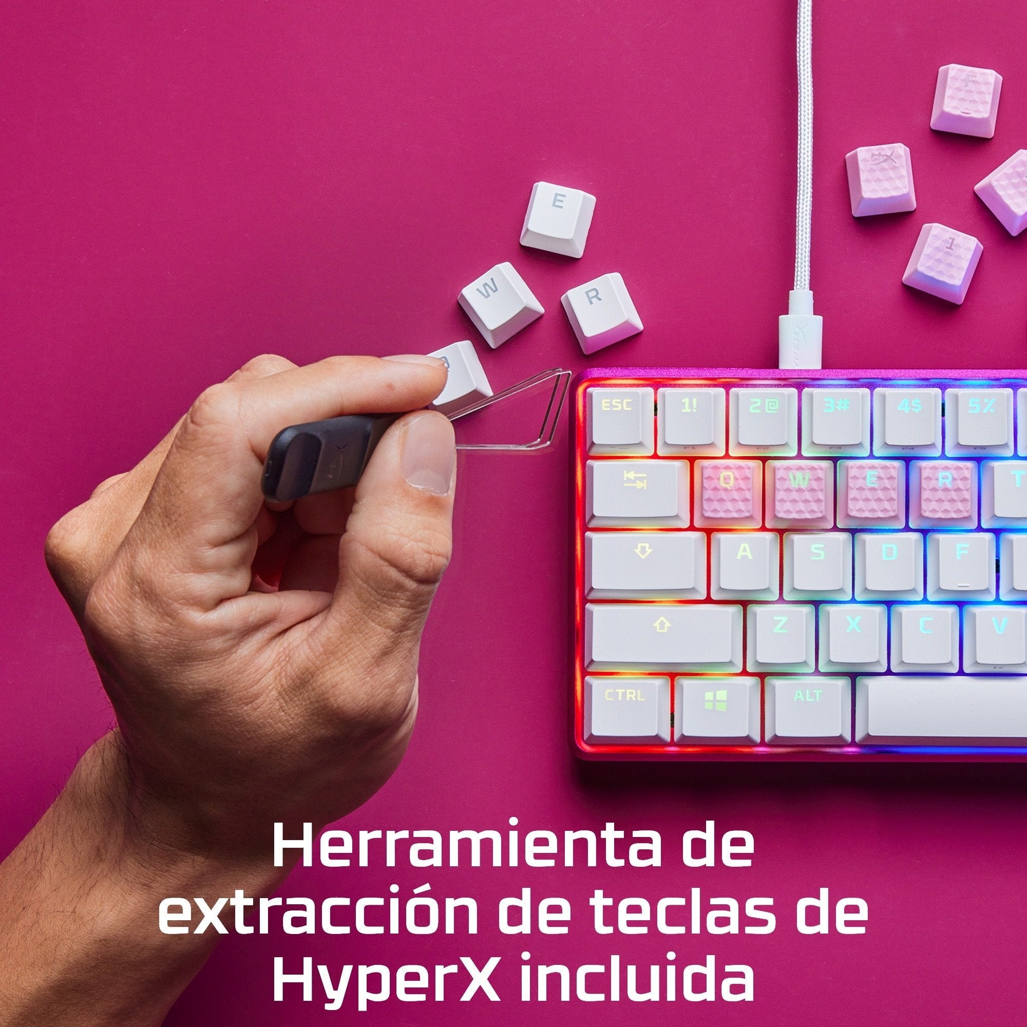 EAN 0196188737330 - HyperX Rubber Keycaps - Gaming Accessory Kit - Pink (US Layout) Tecla imagen 9