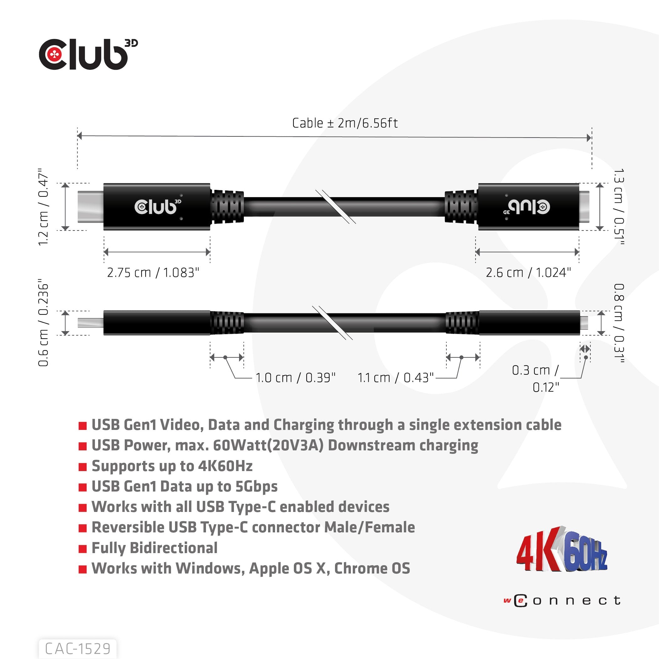 EAN 8719214472153 - CLUB3D CAC-1529 cable USB USB 3.2 Gen 1 (3.1 Gen 1) 2 m USB C Negro imagen 4