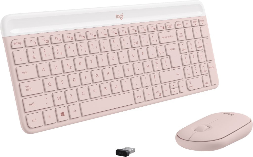 Logitech Slim Wireless Combo Mk470 Juego De Teclado Y Ratón Inalámbrico 2.4 Ghz Azerty Francés Rosa