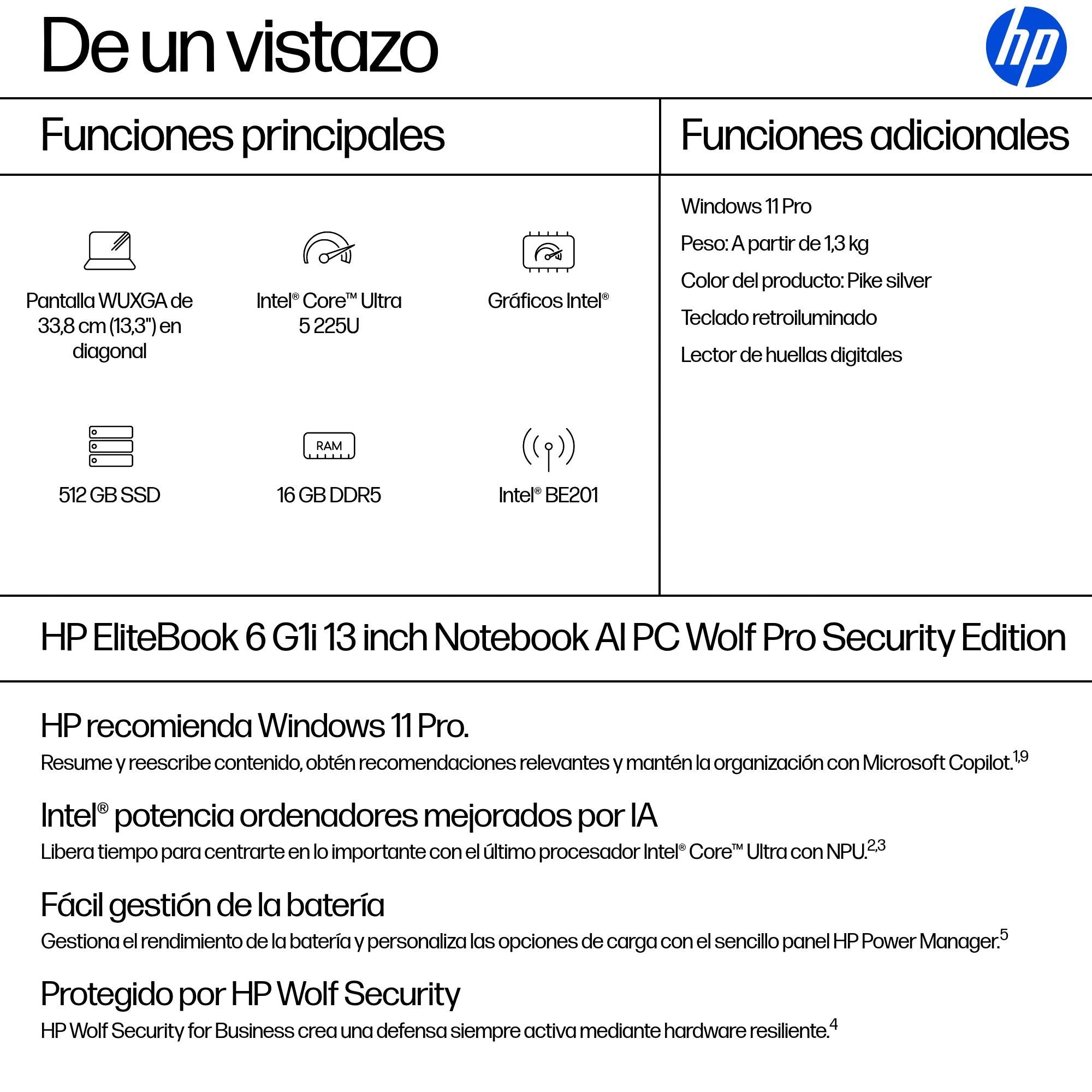 EAN 0199251426322 - HP EliteBook 6 G1i Wolf Pro Security Edition Intel Core Ultra 5 225U Portátil 33,8 cm (13.3") WUXGA 16 GB imagen 4