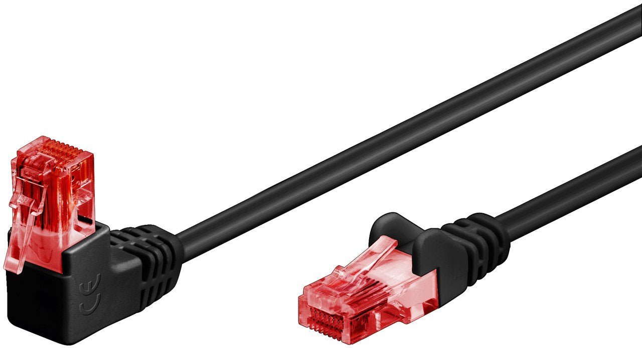 Goobay Cable De Red Cat.6 U/Utp, 1x 90 ° En Ángulo 2 Metros Negro