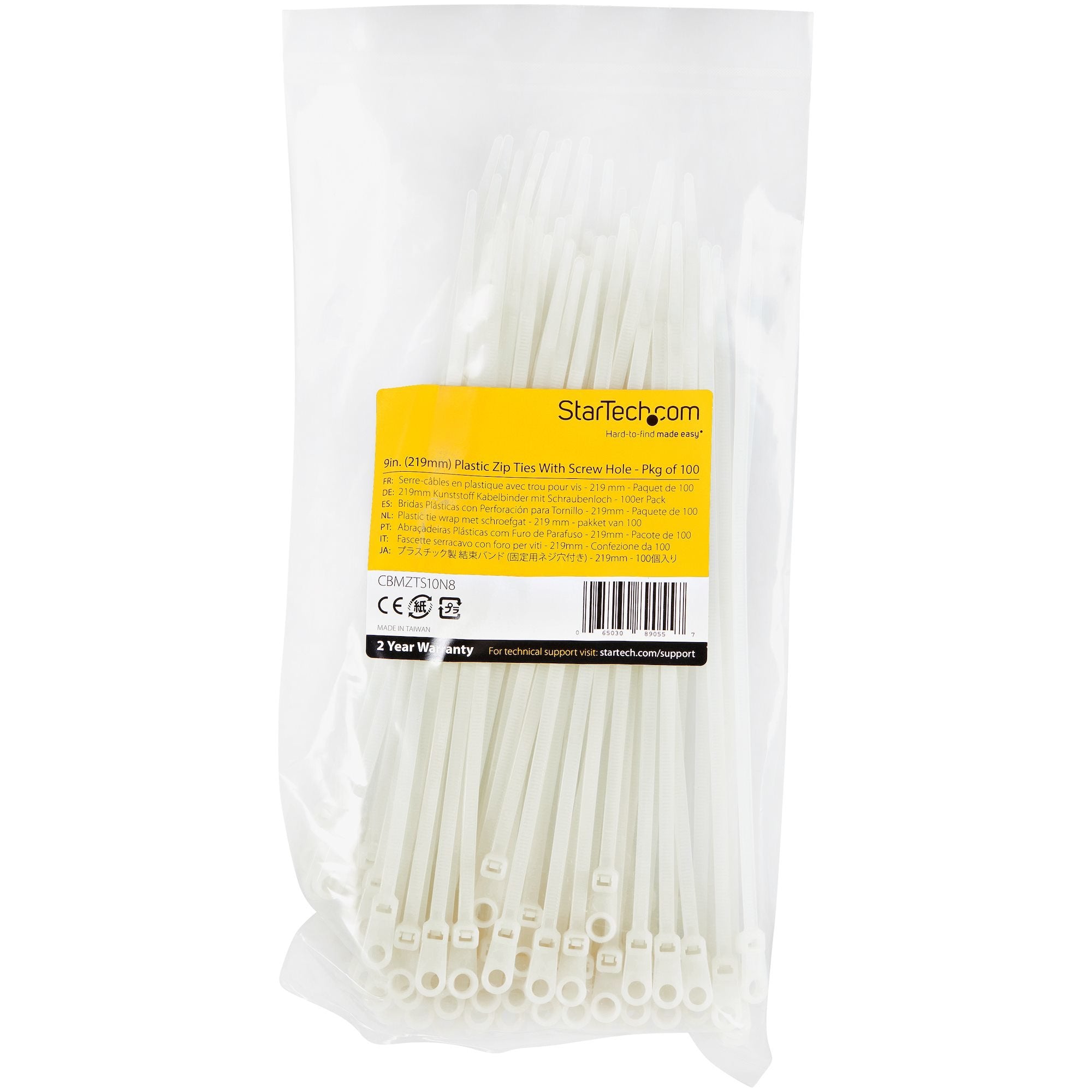 EAN 0065030890557 - StarTech.com CBMZTS10N8 presilla Brida reutilizable Blanco 100 pieza(s) imagen 6