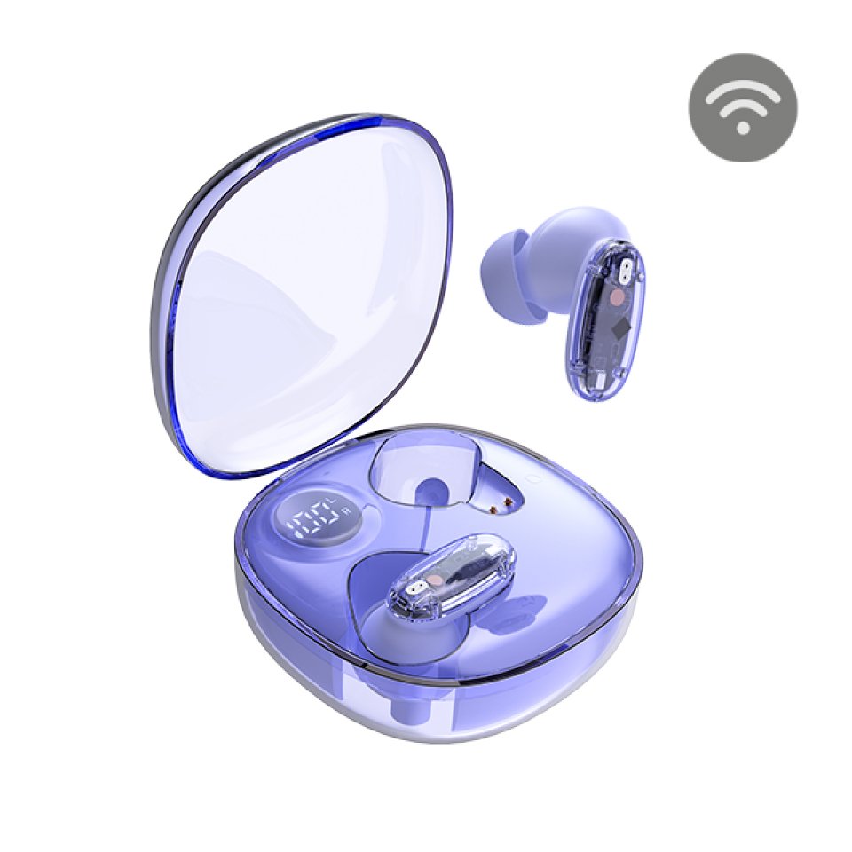 Auricular Gaming Mhib2 Semi-Transparente Bluetooth 5.4/ Indicador Led Morado Mars