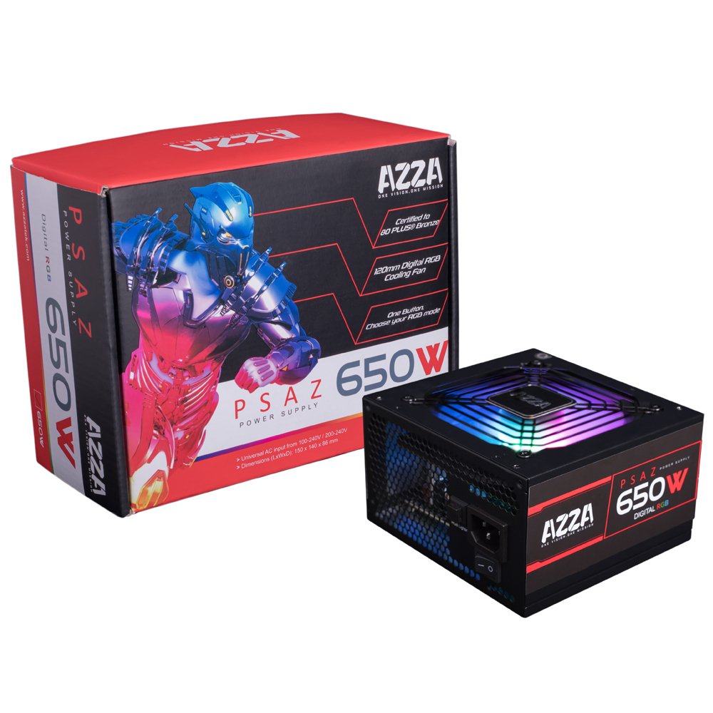EAN 4712839557254 - Azza PSAZ-650W(ARGB) unidad de fuente de alimentación 20+4 pin ATX ATX Negro imagen 2
