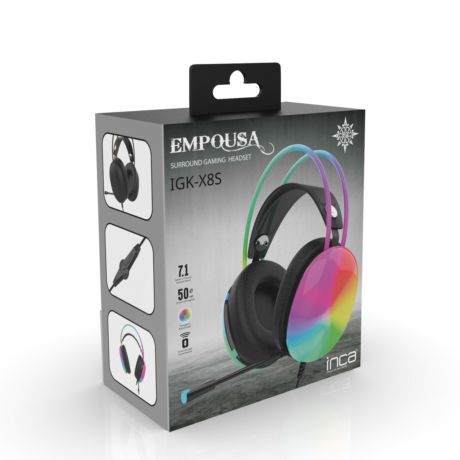 Inca Gaming Auriculares Igk-X8s 7.1, Usb, Rgb-Led, Negro
