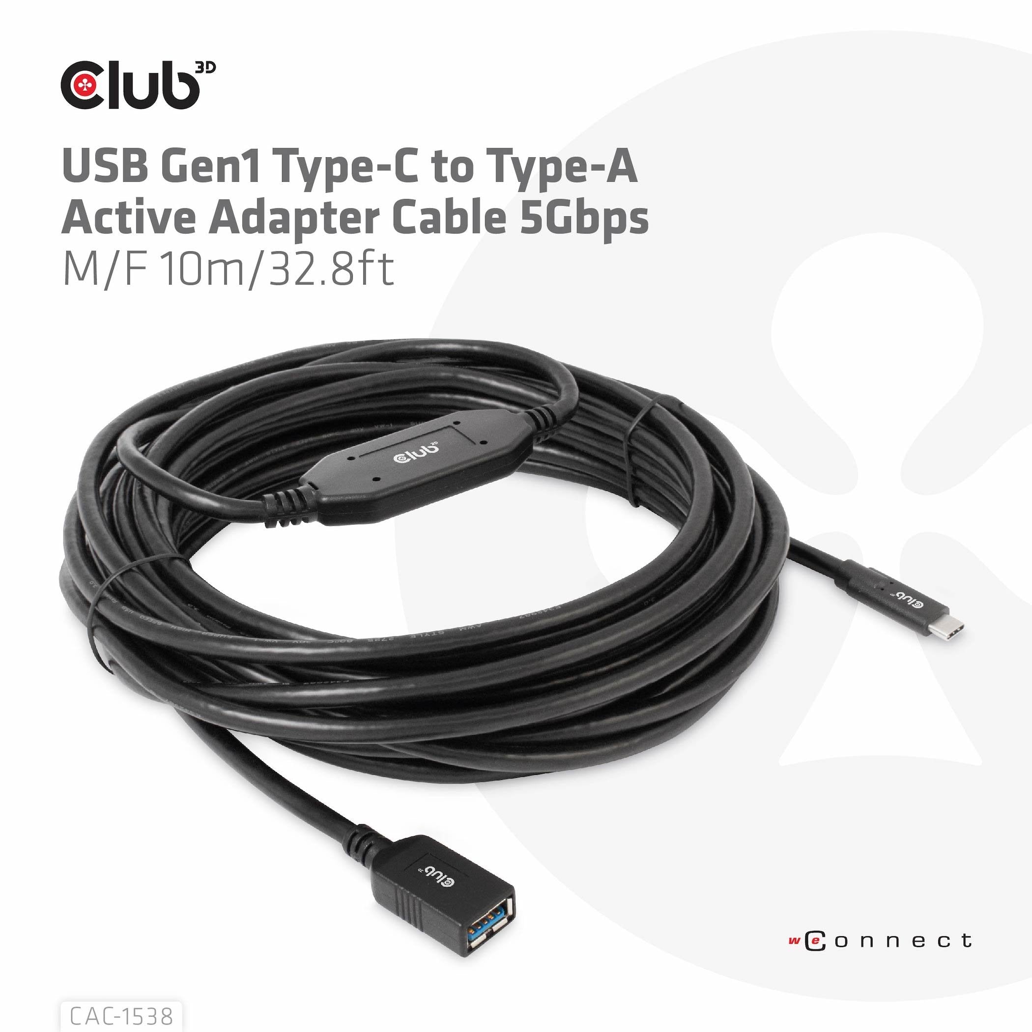 EAN 8719214472139 - CLUB3D CAC-1538 cable USB USB 3.2 Gen 1 (3.1 Gen 1) 10 m USB C USB A Negro imagen 6