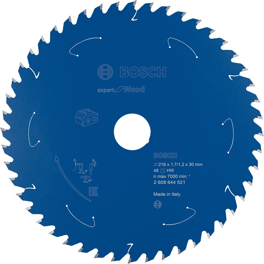 Hoja De Sierra Circular Bosch Expert Para Madera, Ø 216 Mm, 48 Dientes (Diámetro De 30 Mm, Para Sierras De Mesa Inalámbricas)