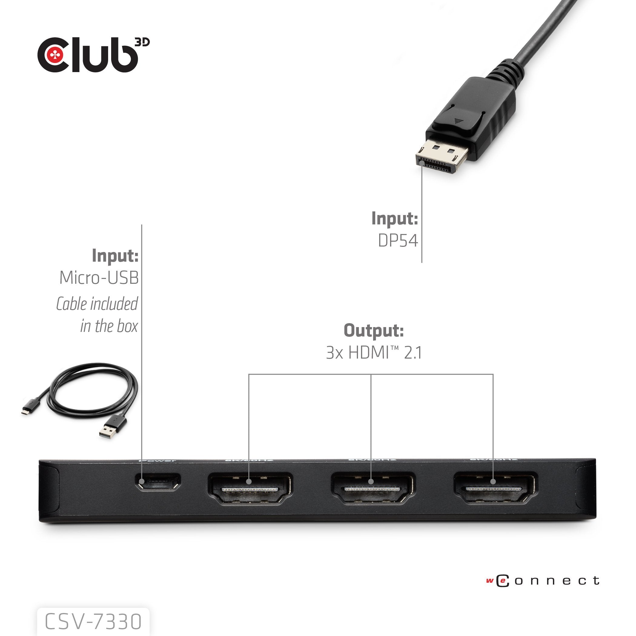 Club3d Adaptador Displayport 2.1 > 3x Hdmi 2.1 8k60hz Retail
