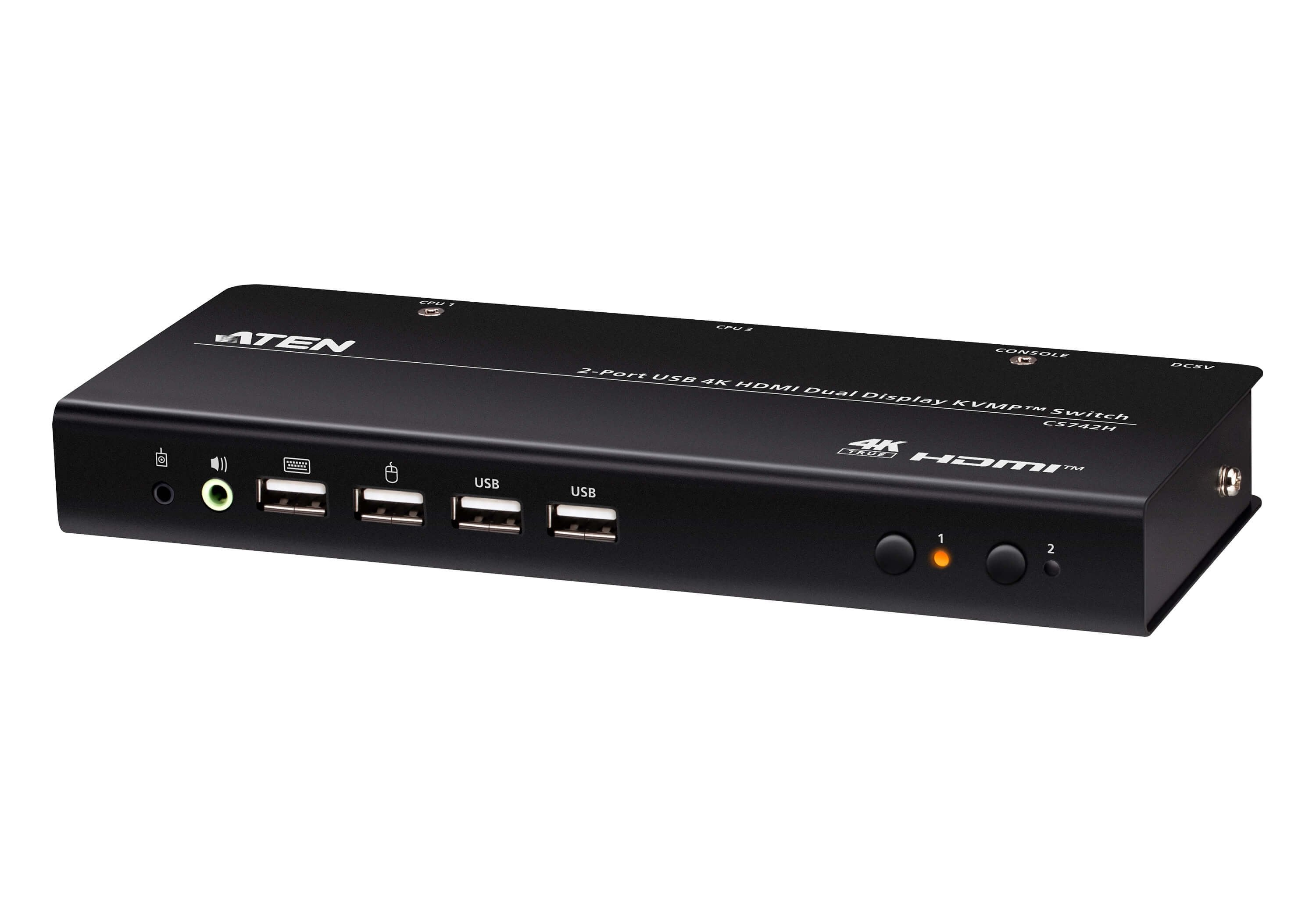 Conmutador Kvm 2 Puertos Hdmi 4k Usb 2.0 Para Dos Pantallas Aten-Aten-742h