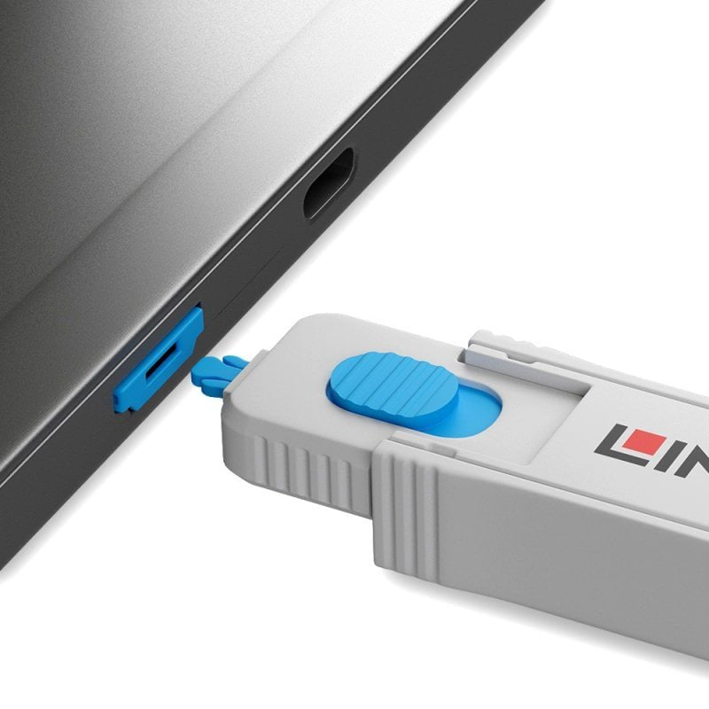 Hdmi Port Locks Blue 4x + 1 Key