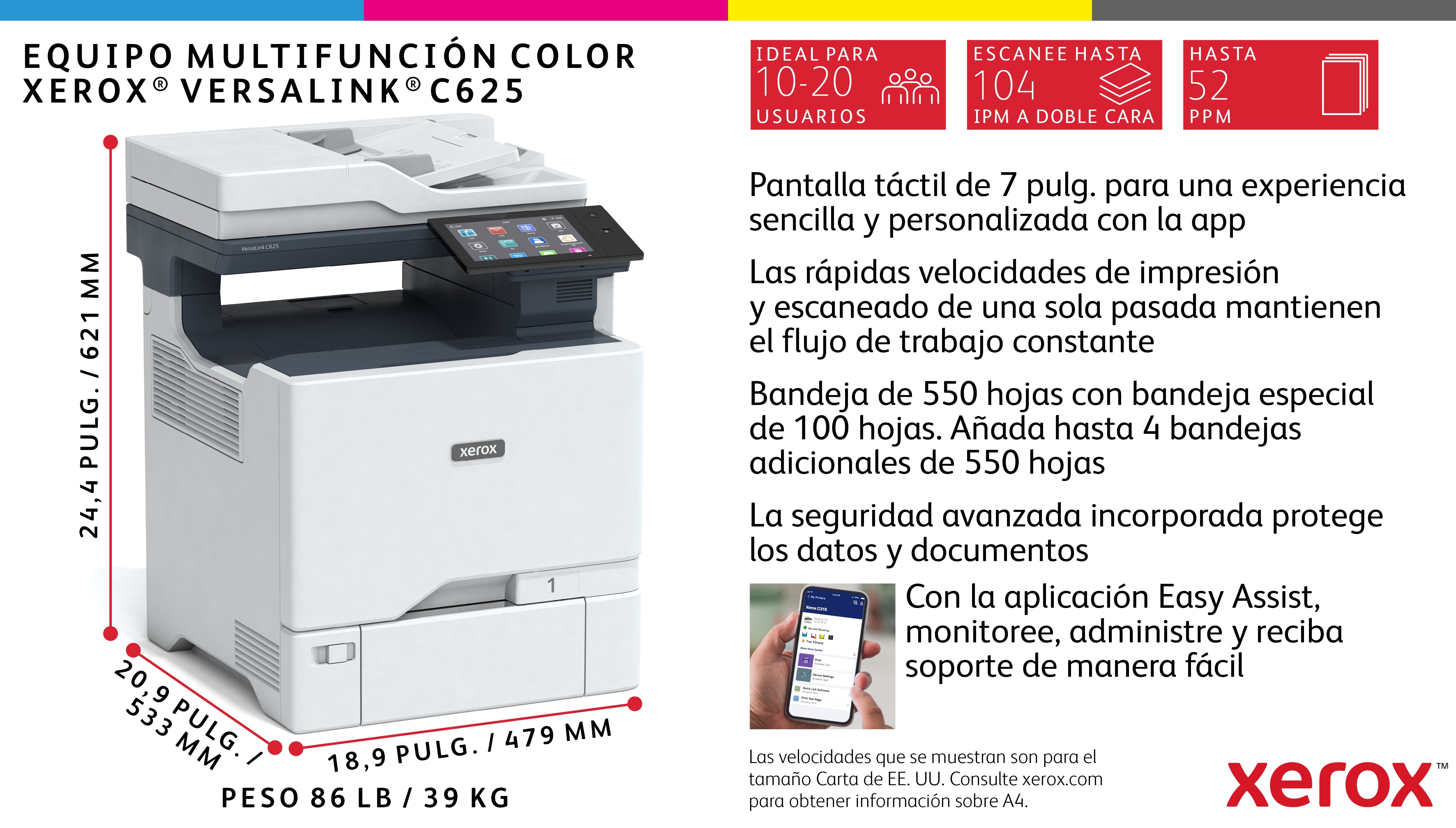 Xerox Versalink C625dn, Impresora Multifunción Gris/Azul, Usb, Lan, Escanear, Copiar, Fax C625v/Dn