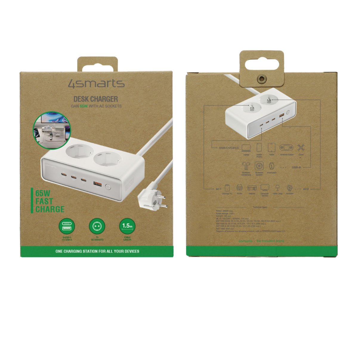 EAN 4252011910182 - 4smarts 540065 cargador de dispositivo móvil Universal Plata, Blanco Corriente alterna Carga rápida Inter imagen 2