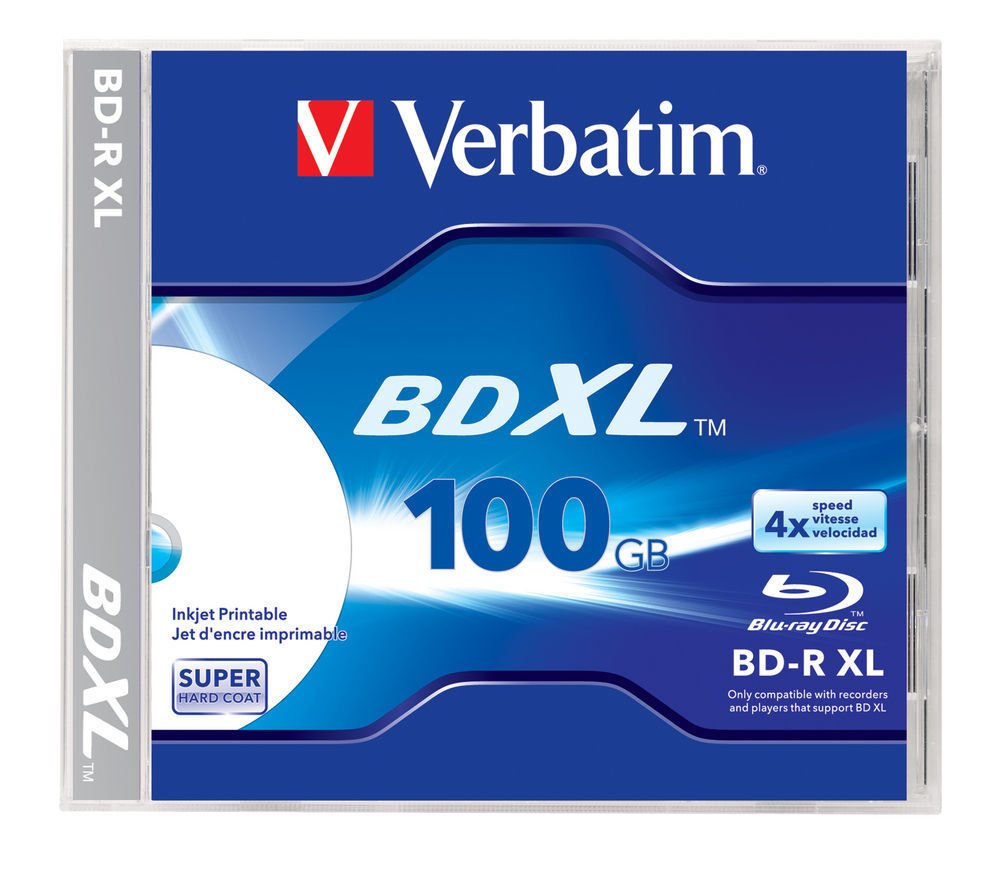 Verbatim Bd-R Xl 100gb/2-4x Jewelcase (1 Disc) Inkjet Printable Surface 43790
