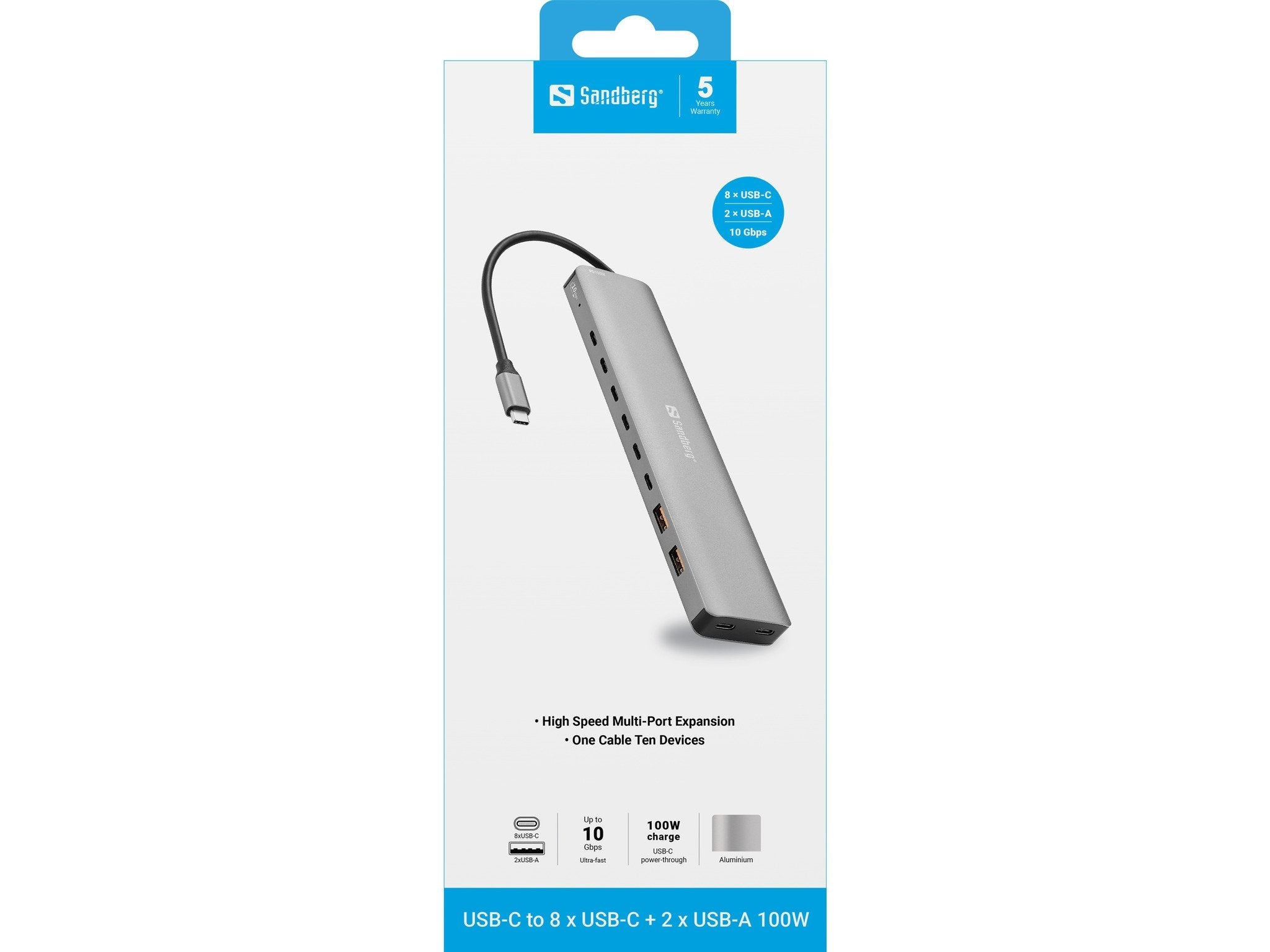 Usb-C To 8 X Usb-C + 2xusb-A 100w