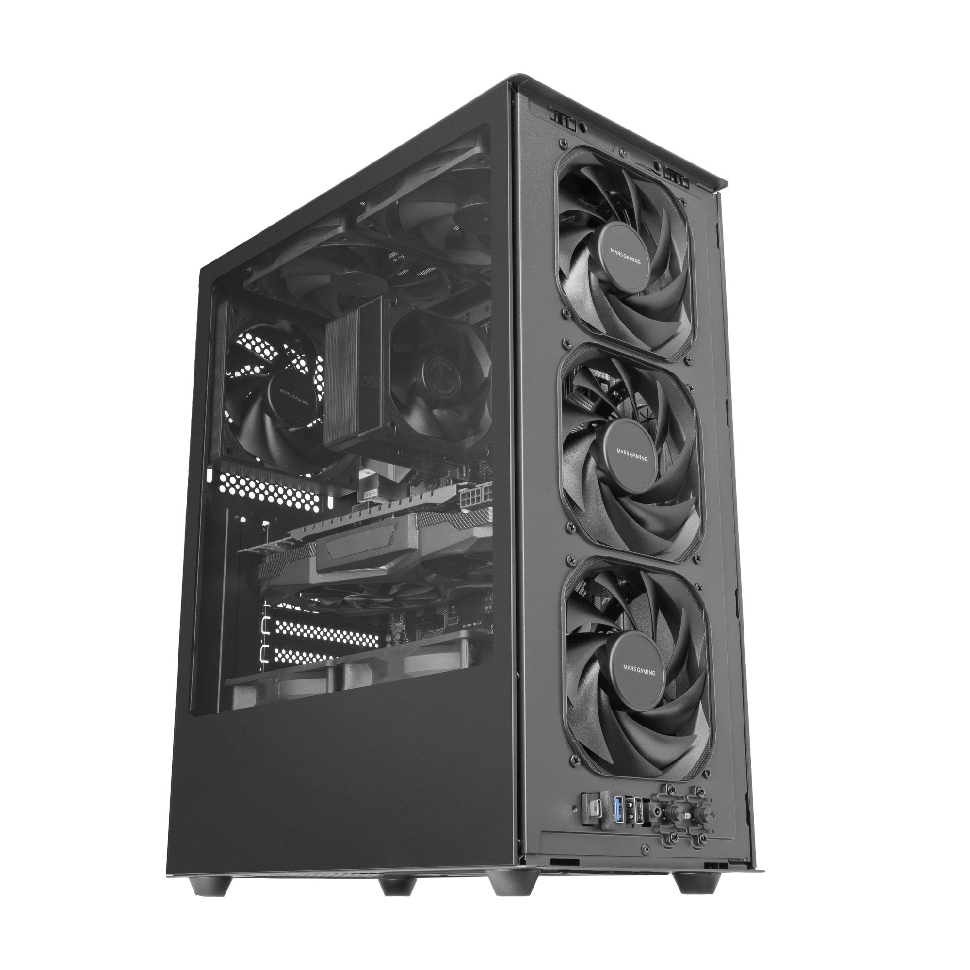 Caja Pc Atx Mars Gaming Mc-T800 Frontal Airdot Mesh 4x Ventiladores Fdb Cablehatch Usb-C Negro