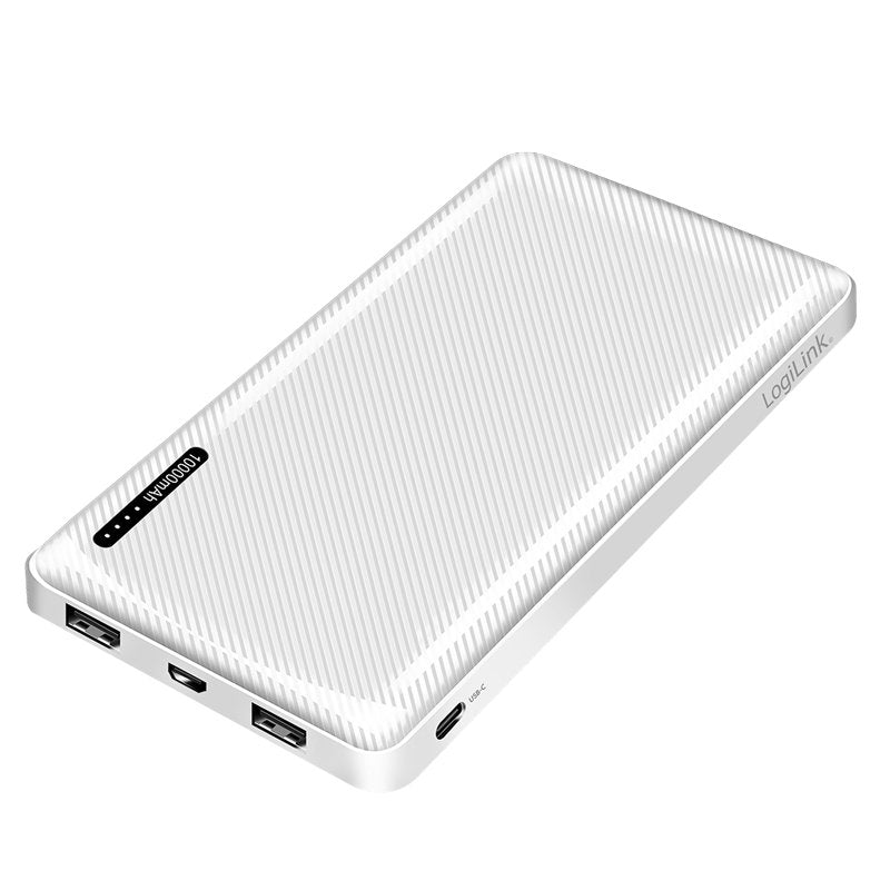 Logilink Power Bank 10.000 Mah White 2xusb-A Usb-C + Fast Charging