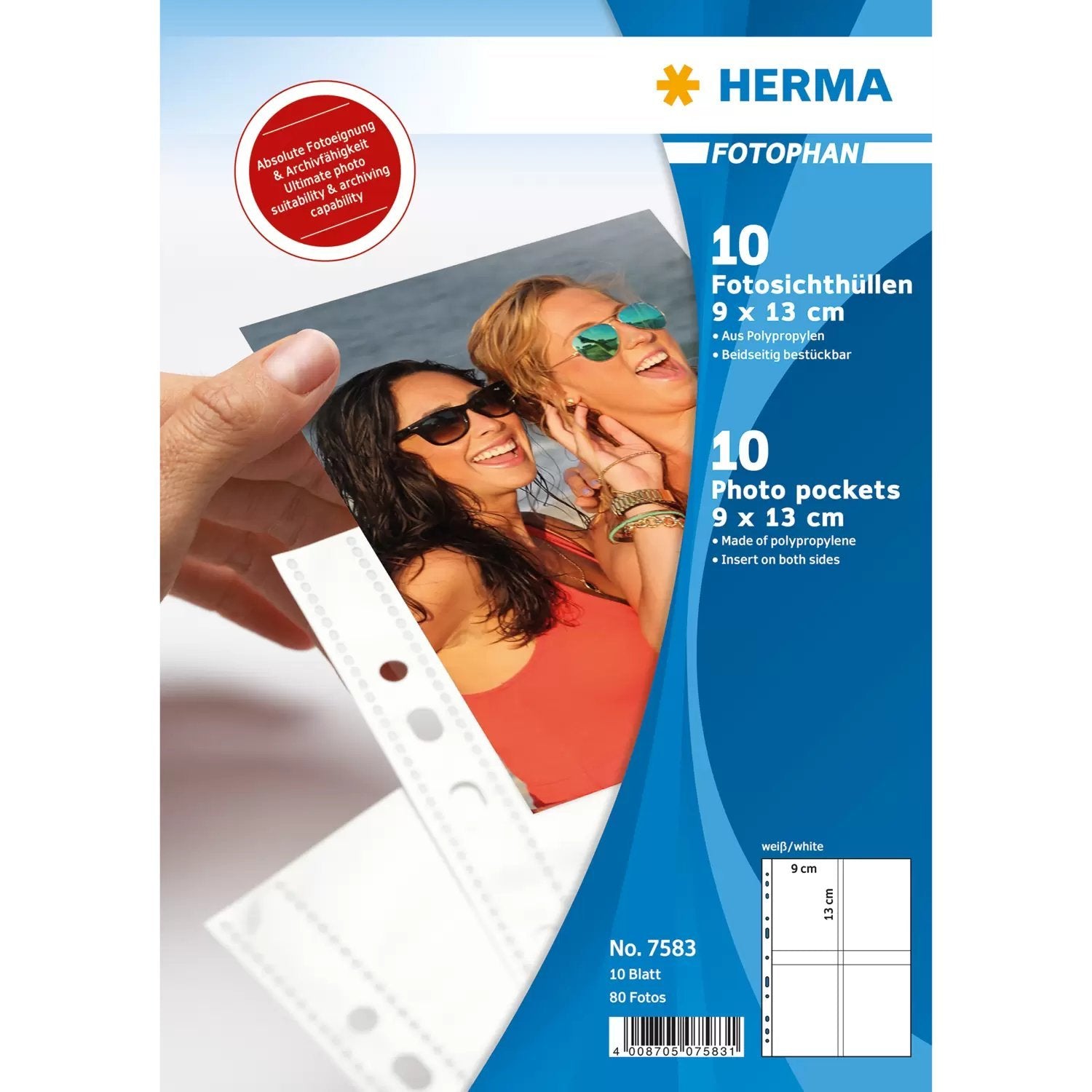 Herma Fotophan 9x13 Vert. 10 Sheets 7583 Fundas Para Archivar