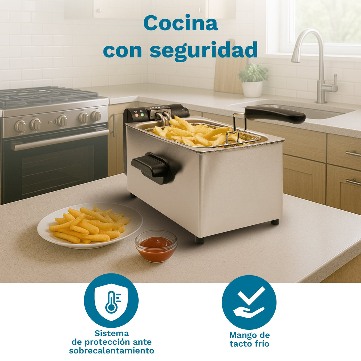 EAN 8426156018812 - Grunkel FRYPRO-3SS freidora Sencillo 3 L Independiente 2000 W Acero inoxidable imagen 5