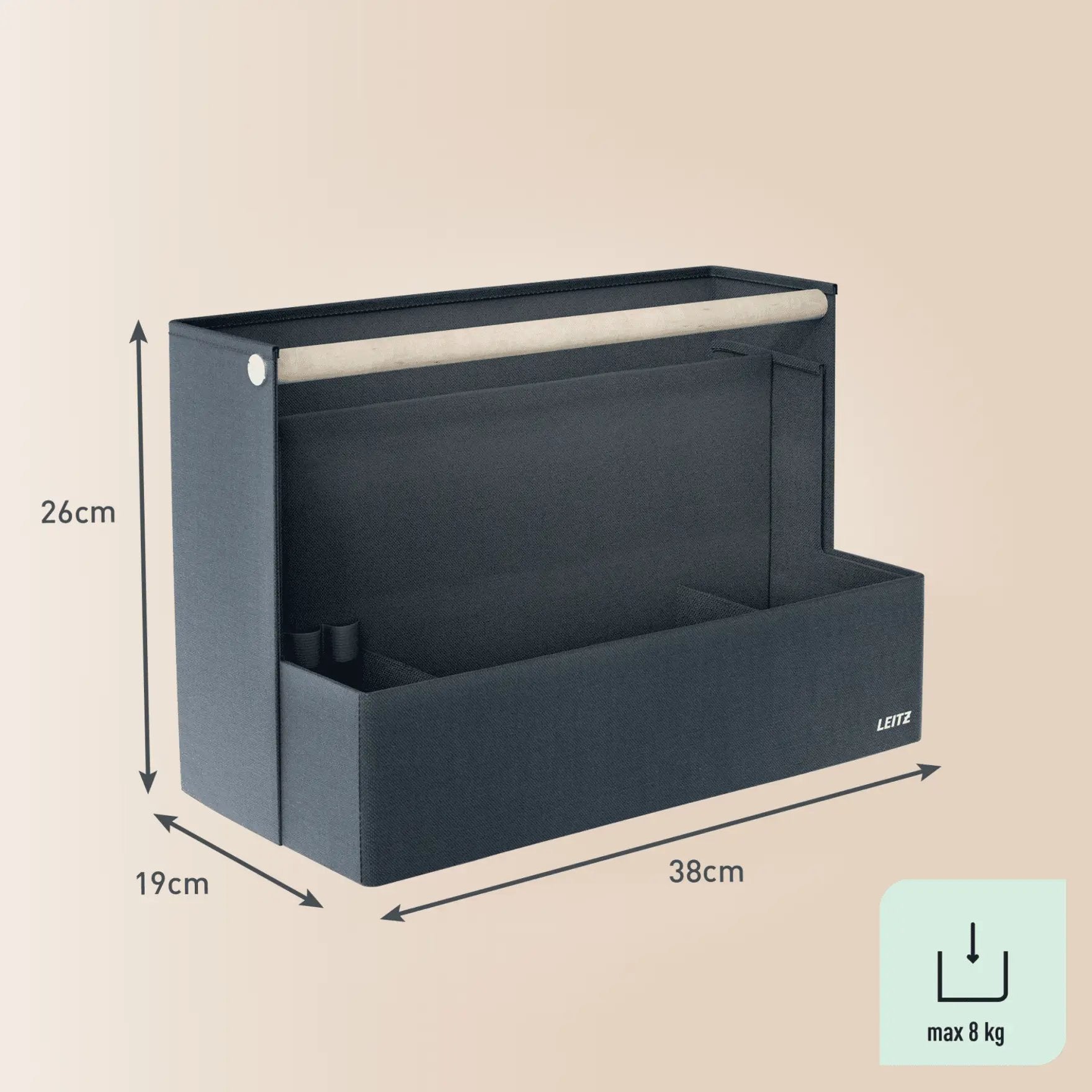 Leitz Portable Desk Organizer Fabric With Handle 38x19x26cm Dark Gris