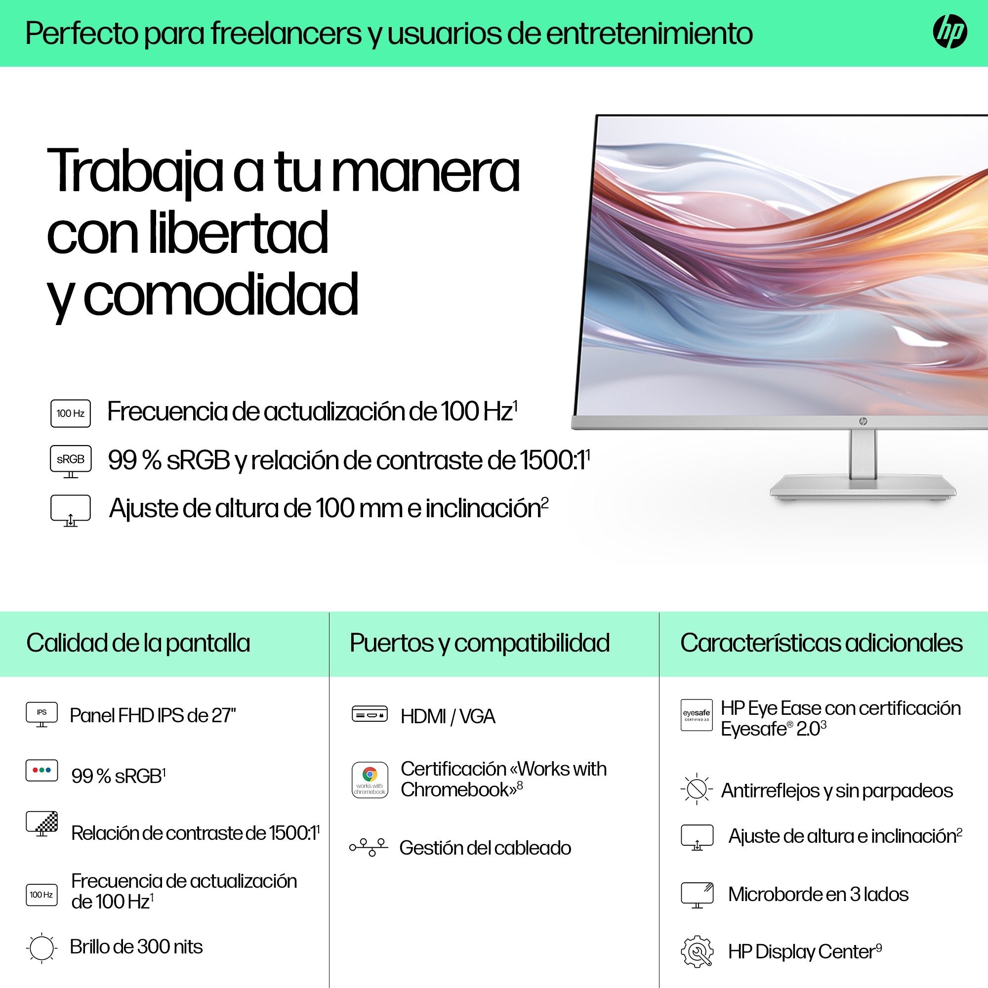 EAN 197498939001 - HP Series 5 27 inch FHD Height Adjust Monitor - 527sh pantalla para PC 68,6 cm (27") 1920 x 1080 Pixeles F imagen 9