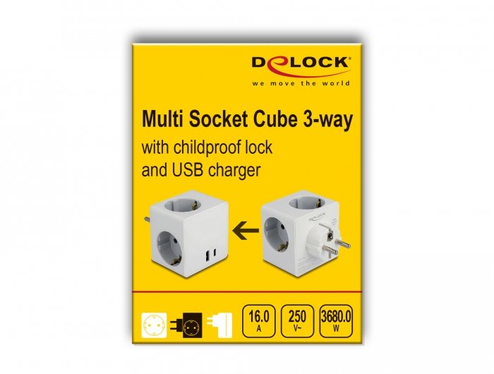 Delock Cubo De Enchufe 3 Tomas Con Bloqueo Infantil