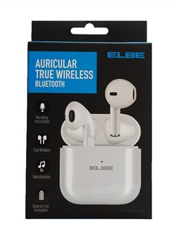 Auriculares Bluetooth Elbe Abtws-003-B Con Estuche De Carga Autonomía 5h Blancos