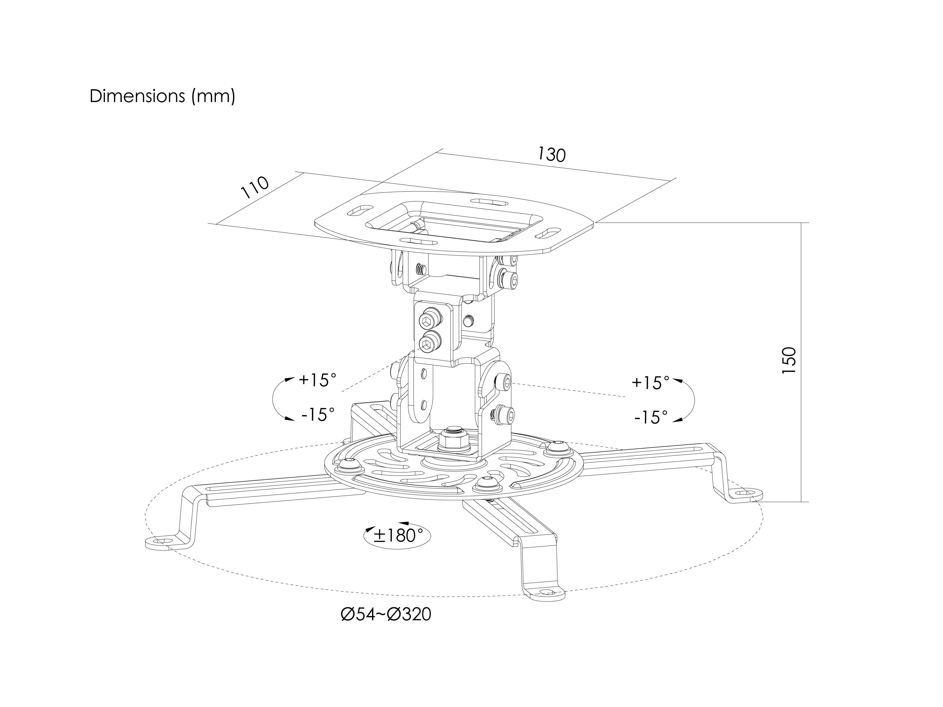 Equip Beamer Deckenhalterung Universal Bis 13.5kg Negro Retail