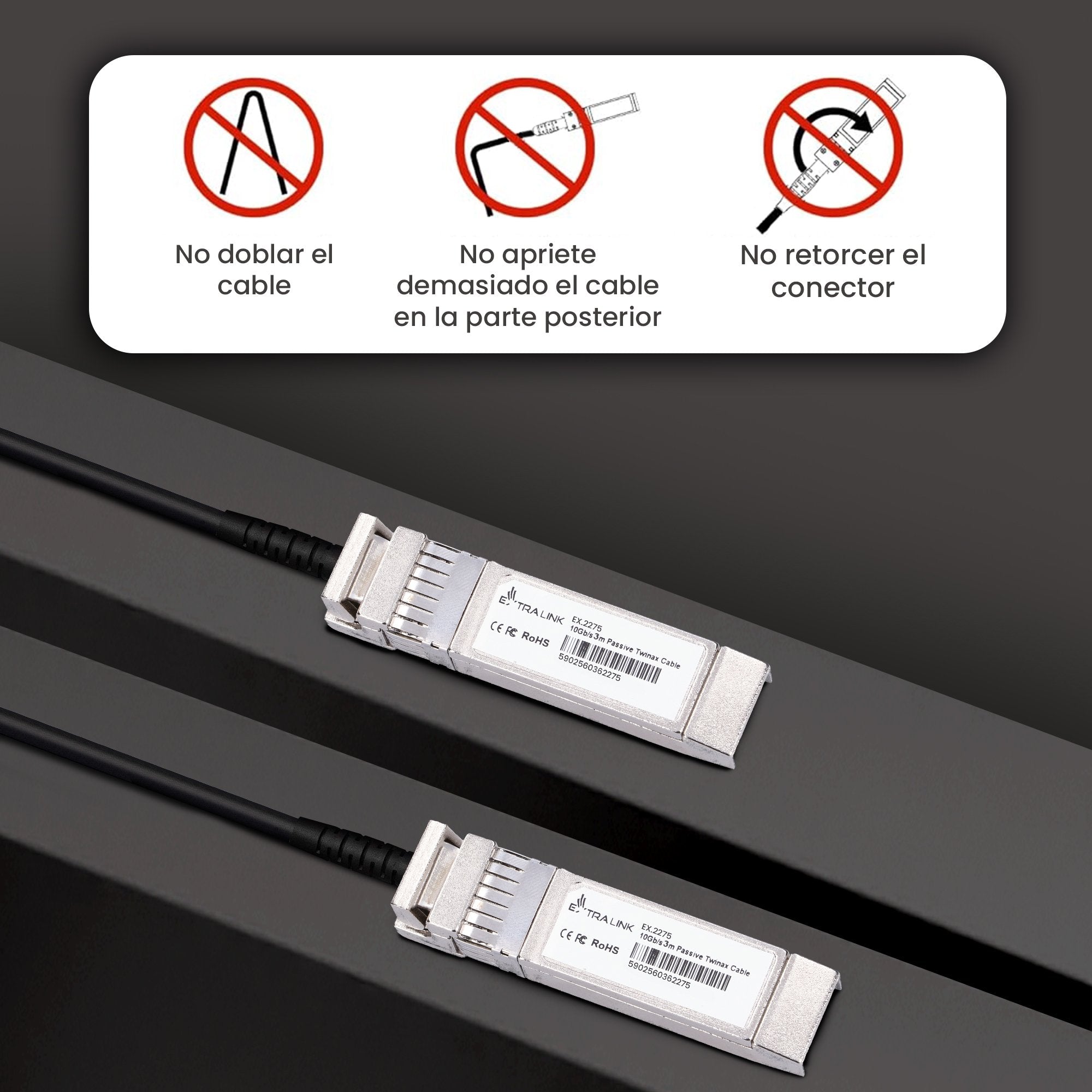 EAN 5902560362275 - Extralink EX.2275 Cable de fibra óptica e InfiniBand SFP+ Negro imagen 6