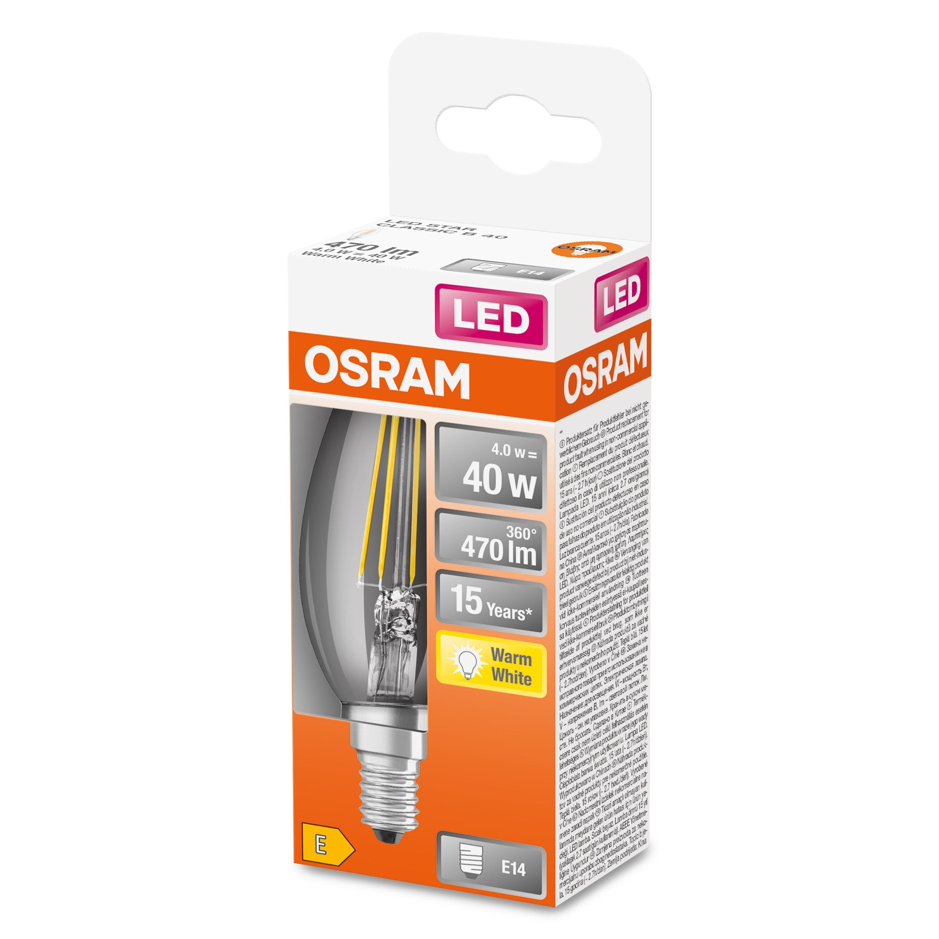EAN 4058075436589 - Osram STAR lámpara LED Blanco cálido 2700 K 4 W E14 E imagen 3