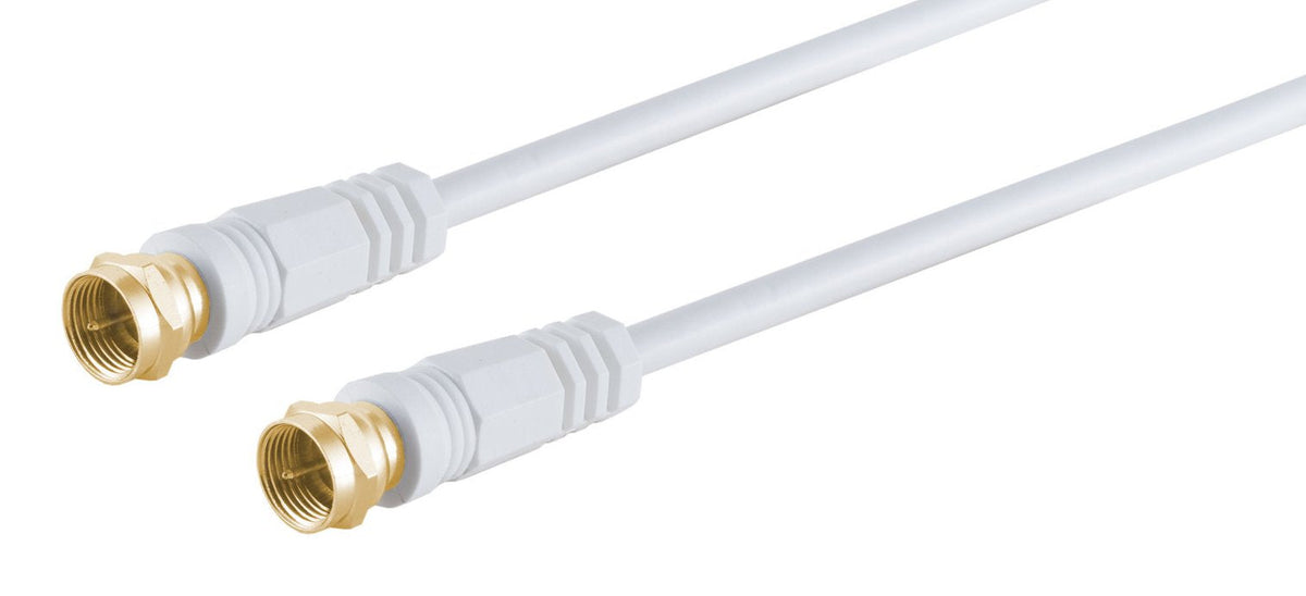 S-Impuls F Conector Macho - F Conector Macho Verg. Ferrit, Blanco, 10m