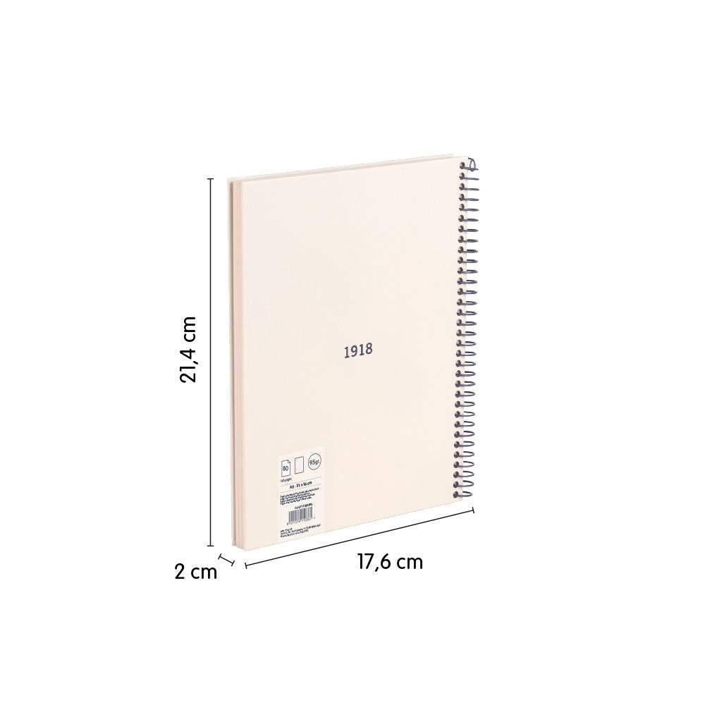 Milan Libreta Con Espiral A5 80 Hojas 95gr Papel Blanco Serie 1918 Pack 4 Colores Surtidos