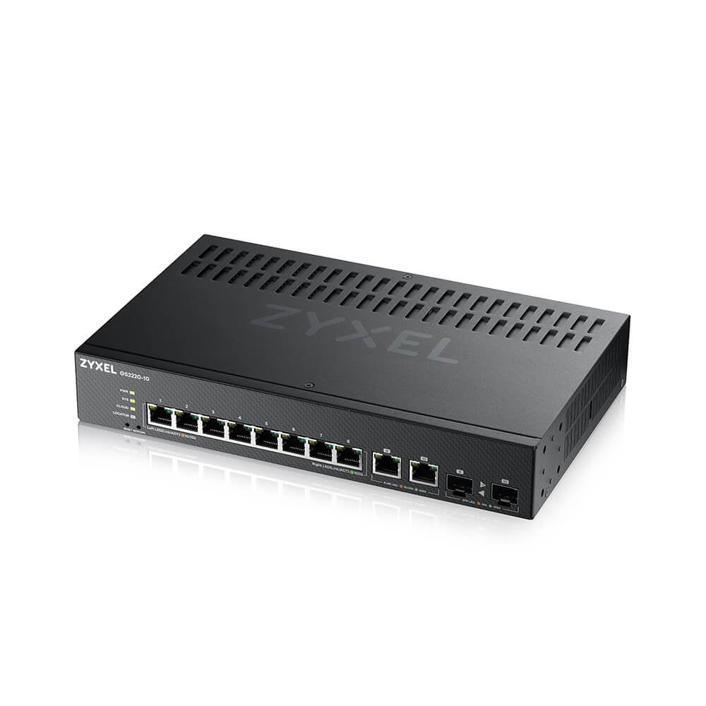 Zyxel Switch Gs2220-10 8 Port + 2x Sfp/Rj45 Gigabit L2