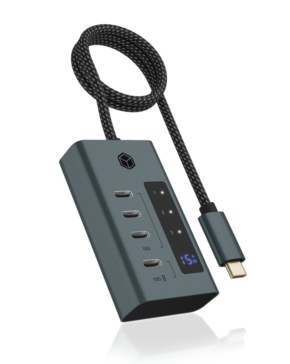 EAN 4250078173977 - ICY BOX IB-HUB1454-C31 USB 3.2 Gen 1 (3.1 Gen 1) Type-C 10000 Mbit/s Azul, Gris imagen 1